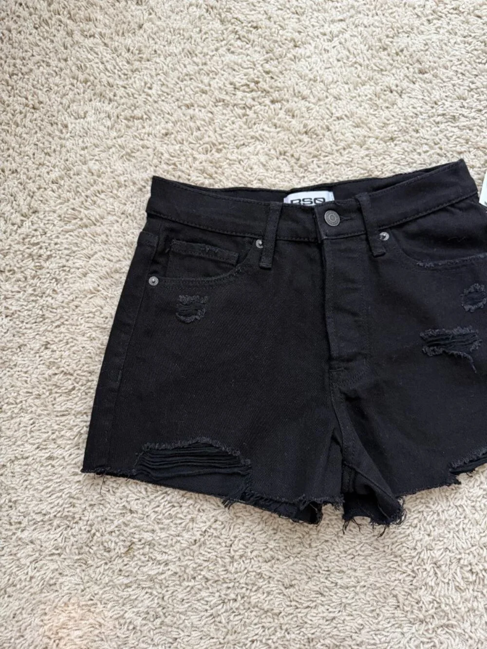 RSQ High Rise Vintage Distressed Denim Shorts Black Size 24 NWT